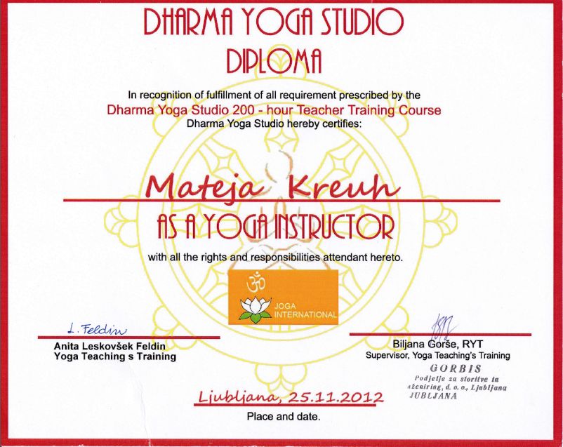 dharma yoga studio diploma